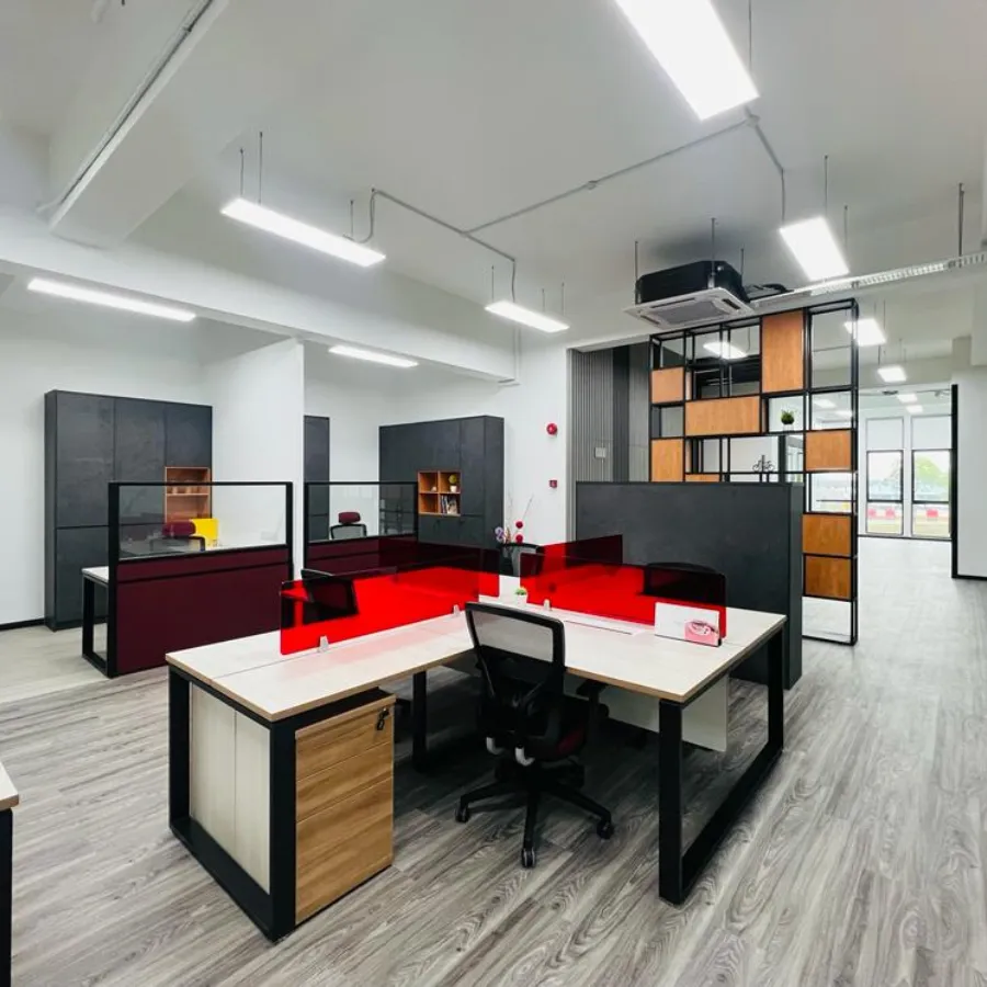 Modern renovated office interior in Abu Dhabi with glass partitions