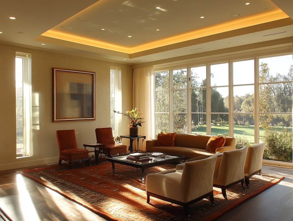 Backlit gypsum feature wall cladding with LED cove detail