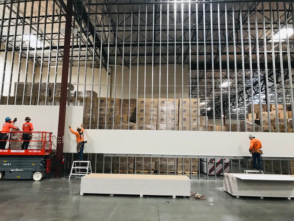 New office partitions being installed